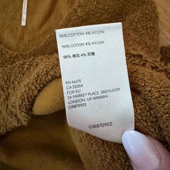 Free People Womens Cognac Brown Oversized Crop Fuzzy Popcorn Knit Sweater Medium - Picture 9 of 11